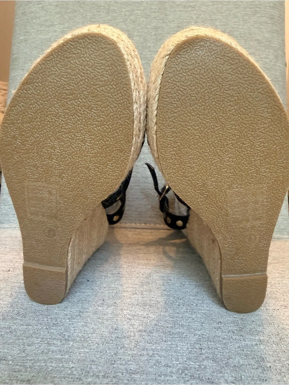 Black Studded Espadrille Wedge Sandals - Women